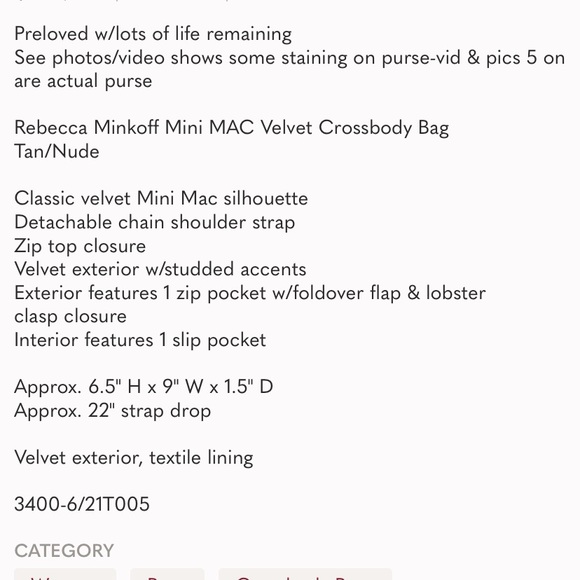 Rebecca Minkoff Mini MAC Velvet Crossbody Bag Tan - Picture 16 of 16